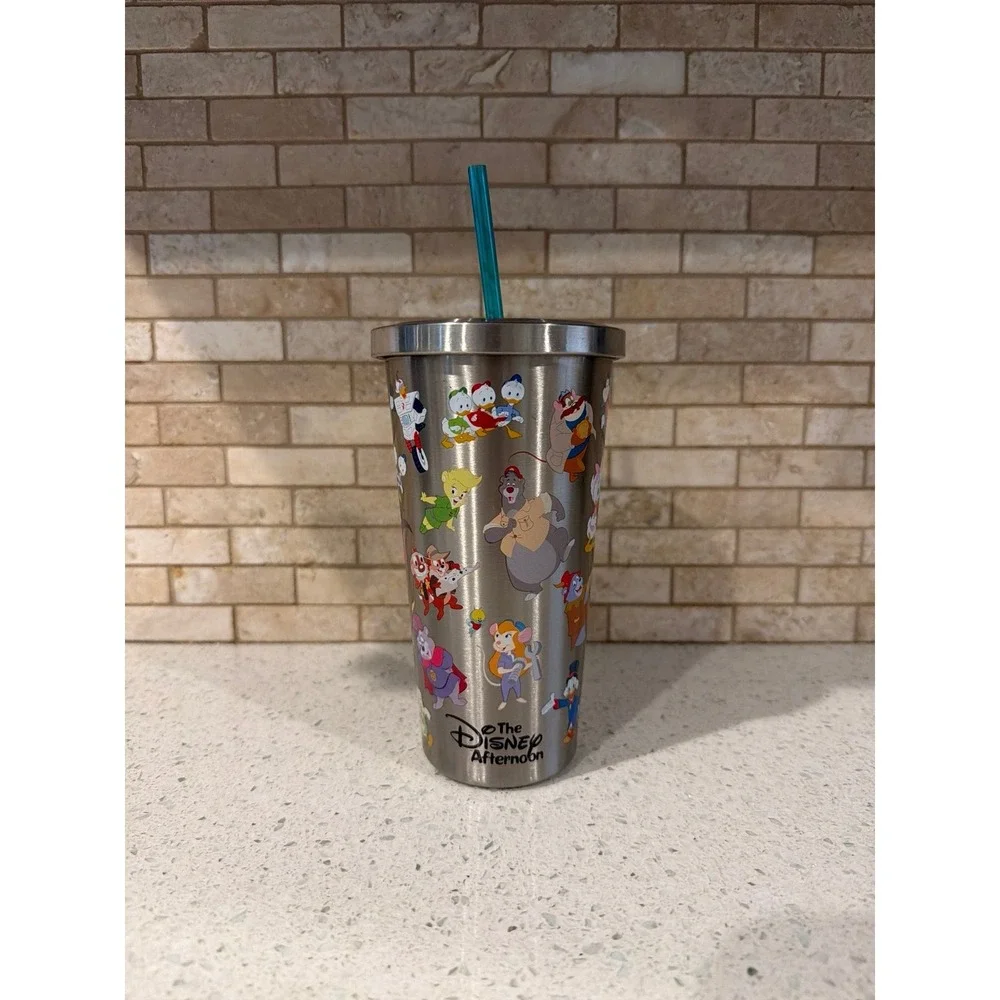 Disney Afternoon Stainless Steel‎ Tumbler Cup Chip Dale DuckTales Darkwing